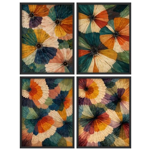 SIGNWIN Framed Poster Set Colorful Abstract Floral Bold Petal Burst Botanical Illustrations Modern Art Decorative Minimalist Multicolor for Bedroom - 11"x14"x4 BLACK - color: A03-2603-EDW12, size: 11"L x 14"W, style: Black Frame