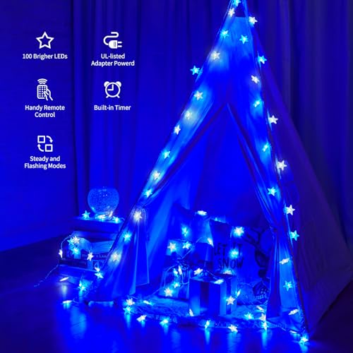 Minetom Star String Lights - color: Blue - 33ft