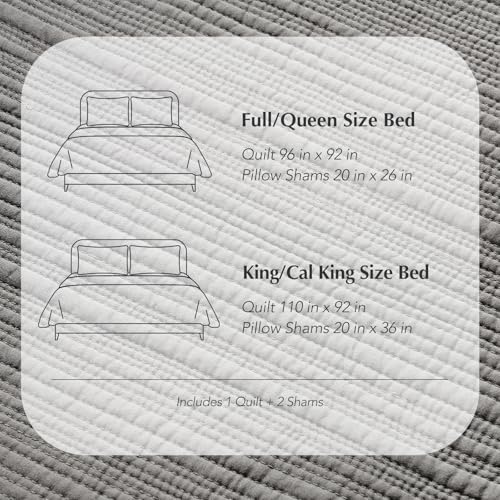 EVERGRACEHOME Cotton Sateen Channel Quilt Set, King Size, Fog Gray | 100% Cotton, Pre-Washed Soft Coverlet Bedspread, 3-Piece Refined Channel Stitch Bedding Set for All Season, 2 Pillow Shams - color: Fog Gray - Refined Channel, size: King (110" X 92")