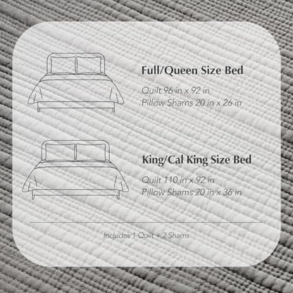 EVERGRACEHOME Cotton Sateen Channel Quilt Set, King Size, Fog Gray | 100% Cotton, Pre-Washed Soft Coverlet Bedspread, 3-Piece Refined Channel Stitch Bedding Set for All Season, 2 Pillow Shams - color: Fog Gray - Refined Channel, size: King (110" X 92")