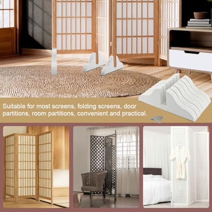 6Pcs Room Divider Stand for Foldable Screen Brackets, Room Divider Stand with Screws, Folding Privacy Screen Holder for Hotel Home Office, 11.81x4.13x0.98inch(Color:White) - color: White