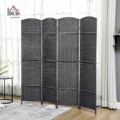 HOMCOM Room Divider 4 Panel Folding Privacy Screen 5.6' Tall Beige | Freestanding Partition, Home Office, Bedroom - color: Charcoal Gray, size: 4 Panel
