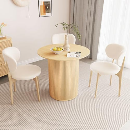 31.5" Round Dining Table for 2 People, Small Kitchen Dinner Table with Fluted Wood Base, Farmhouse Circle Dining Tables for Home, Kitchen, Dining Room, Living Room (Nature) - color: Natural