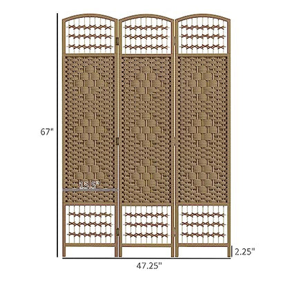 HOMCOM 3 Panel Room Divider, Folding Privacy Screen, 5.6', Natural | Room Separator, Wave Fiber Freestanding Partition Wall Divider - color: Natural, size: 3 Panel
