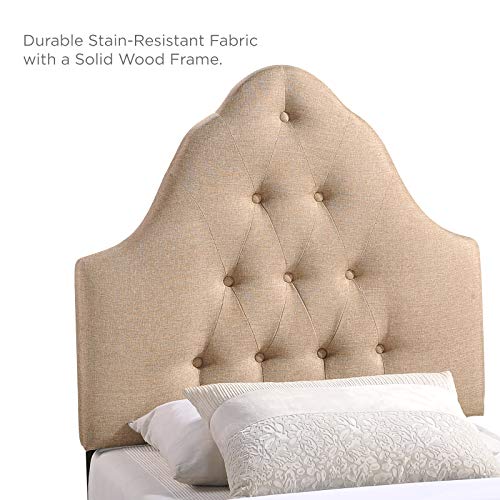 Modway Sovereign Tufted Button Linen Fabric Upholstered Twin Headboard in Beige - color: Beige, size: Twin