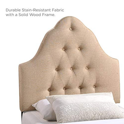 Modway Sovereign Tufted Button Linen Fabric Upholstered Twin Headboard in Beige - color: Beige, size: Twin
