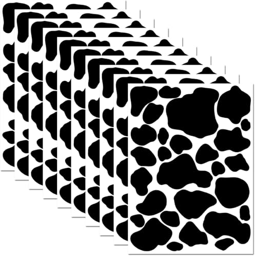 Cow Print Wall Stickers - 10 Sheets 280 Pcs Black Vinyl Adhesive Cow Spot Pattern Print Wall Decals for Kitchen Bathroom Bedroom Living Room Home Nursery Classroom Wall Décor - color: Cow