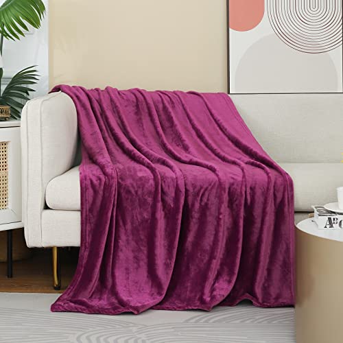 Purple Fleece Plush Throw Blanket 50"x60"for Couch Sofa Fuzzy Cozy Flannel | Super Soft Lightweight Microfiber Blanket for Bed Chair bedroom Home Decor All Season,Birthday Gifts for Women Mom Adult - color: Purple, size: Throw(50"×60")
