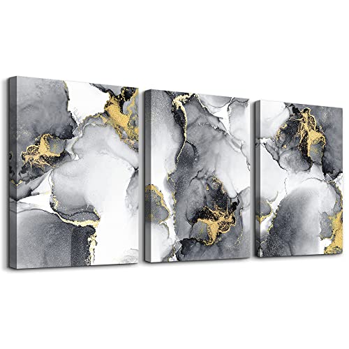 TTHYUEWS Abstract Wall Art For Living Room Bedroom Wall Decor Artworks Office Decor Abstract Ink Wall Paintings 3 Piece Bathroom Wall Posters Canvas Prints Pictures Ready To Hang Home Decorations - color: Abstract Ink Wall Paintings 3 Piece, size: 12x16in