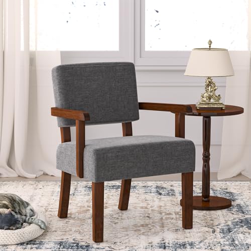 Oversize Accent Chair with Soft Seat and Armrests | Living Room Chairs with Solid Wood Frame, Comfy Reading Chair for Bedroom, Waiting Room, Home Office, Easy Assembly - color: Grey, size: Chair