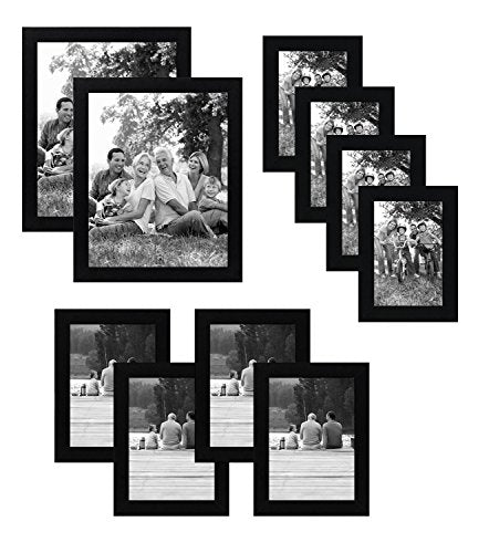 Americanflat Set of 10 Picture Frames with Shatter-Resistant Glass - Gallery Wall Frame Set with Two 8x10, Four 5x7 and Four 4x6 Frames - Signature Collection - Black - color: Black, style: 10 Pack