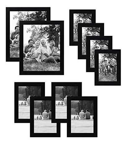 Americanflat Set of 10 Picture Frames with Shatter-Resistant Glass - Gallery Wall Frame Set with Two 8x10, Four 5x7 and Four 4x6 Frames - Signature Collection - Black - color: Black, style: 10 Pack