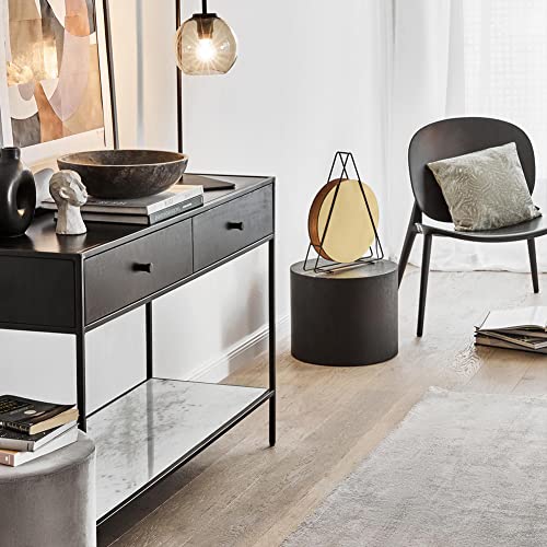 Nesting Coffee Table Set of 2, Black Round Wooden Modern Circle Table for Small Space Living Room Bedroom Accent End Side Table (Black-Round) - color: A-black