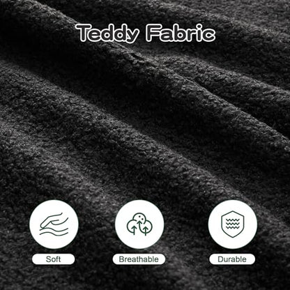 81.7" Loveseat Sofa, No Assembly, Streamlined Design, Modern Small Couch with Plush Teddy Fabric for Living Room, Bedroom, Apartment, Home Office (Black) - color: Black02, size: 2 Seat