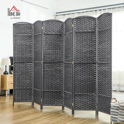 HOMCOM Room Divider 6 Panel Folding Privacy Screen 5.6' Tall Charcoal Gray | Freestanding Partition, Home Office, Bedroom - color: Charcoal Gray, size: 6 Panel
