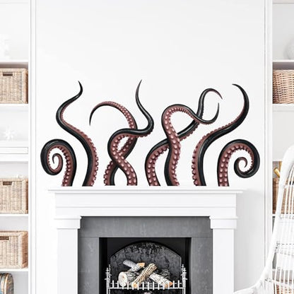 Octopus Wall Decals Octopus Tentacles Vinyl Wall Sticker Sea Animal Theme Wall Art Sticker for Bathroom Kids Room Bedroom Nursery Door Decor - style: Tentacle