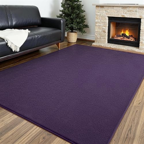 Vasofe 5x7 Minimalist Washable Area Rugs for Bedroom Living Room Classroom | Modern Soft Memory Foam Rug for Kids Nursery, Low Plie Indoor Carpet for Dorm Dining Office Bedside Room Decor, Purple - color: Purple, size: 5' x 7' (Rectangular)