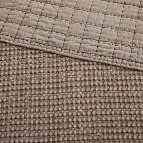 Levtex Home Mills Waffle Twin Bedspread Set (84x104in) with 1 Pillow Sham (26x20in) - Cocoa - Cotton Waffle Twin Size Bedspread Set - Lightweight, Soft, Pre-Washed - color: Cocoa, size: Twin Bedspread