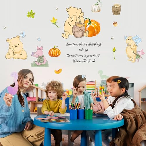 Winnie Wall Stickers for Kids, The Pooh Stickers for Children Room, Winnie Inspirational Wall Decor, The Pooh Removable Stickers for Thanksgiving Nursery Bedroom Living Room Playroom Wall Decoration - style: Winnie 02