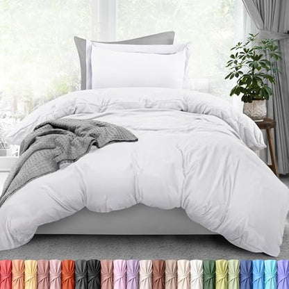 Duvet Cover Twin/Twin XL, 3 PC Cotton Like Polyester, Zipper Closure, White | Extra Soft and Breathable, Wrinkle & Fade Resistant, Includes Duvet Cover and 1 Pillow Sham, Comforter Not Included, OekoTex - color: White, size: Twin/Twin XL - Duvet Cover Set