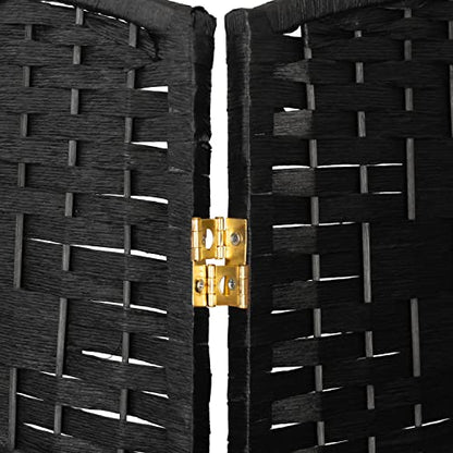 Red Lantern 2 ft. Short Diamond Weave Fiber Folding Screen - Black - 8 Panel - color: Black, size: 8 Panel