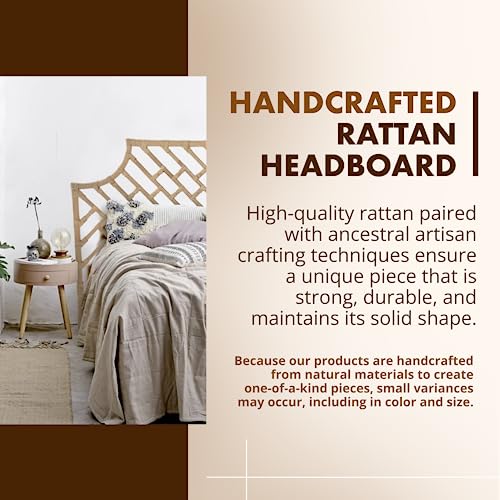 KOUBOO Rattan Chippendal Headboard, California King Size, Handmade, Bedroom Furniture, Bohemian Decor, Headboard, Natural - size: King