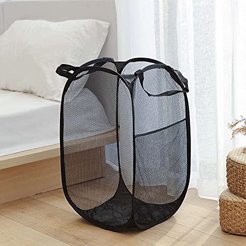 2 pop-up Laundry Hamper，Foldable mesh Laundry Baskets (Each with 2 Reinforced Handles)… - color: 2 Black