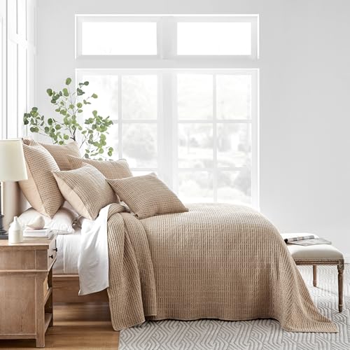 Levtex Home Mills Waffle Twin Bedspread Set (84x104in) with 1 Pillow Sham (26x20in) - Blush - Cotton Waffle Twin Size Bedspread Set - Lightweight, Soft, Pre-Washed - color: Blush, size: Twin Bedspread