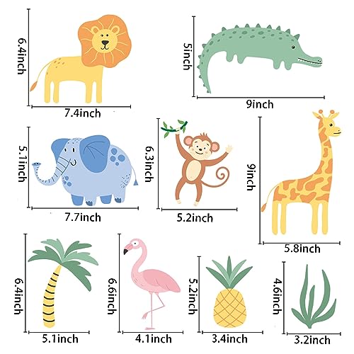 AOWDIAO Animals Wall Decals, Cute Safari Wall Stickers for Baby Kids, Jungle Theme Decor for Nursery, Classroom, Playroom, Bedroom - style: Safari Animals