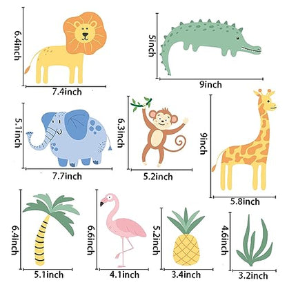 AOWDIAO Animals Wall Decals, Cute Safari Wall Stickers for Baby Kids, Jungle Theme Decor for Nursery, Classroom, Playroom, Bedroom - style: Safari Animals