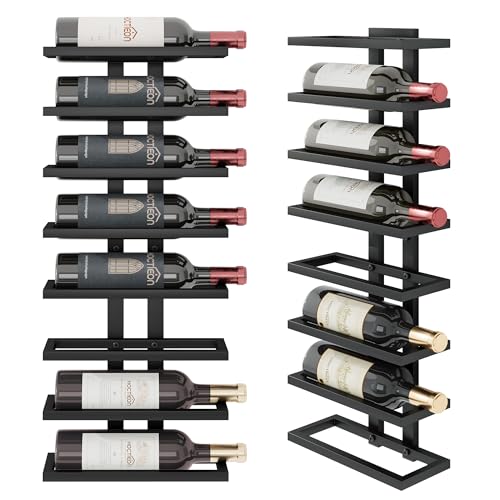 Hoctieon 8 Tier Wall Mount Wine Rack, Wall Racks for Wine Bottles Display and Storage, Hanging Bottle Organizer for Living Room, Kitchen, Wine Cellar, Bar, Black - color: Black, size: 1 Pack (8 Bottles)