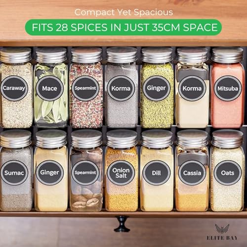 ELITE BAY-Spice Jar Rack Organizer– 4-Tier Organizer 28 Bottles,180 Labels, Funnel.