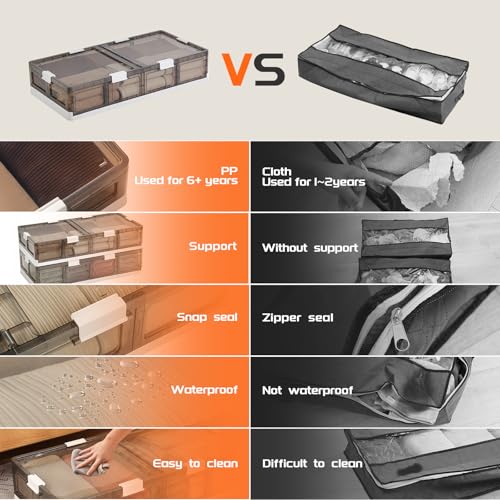 2-Pack Under Bed Storage Containers with Wheels - Stackable, Foldable Plastic Storage Boxes with Lids for Clothes, Shoes, Blankets - Perfect for Bedroom Organization and Dorms - size: 2 Pack-32.9''x16.1''x7.3''
