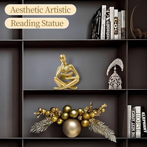 UTTCMK Abstract Art Thinker Statue - Reading Thinker Sculpture Figurine, Modern Home Decoration for Living Room Office Shelves Coffee Table Desk Decor (Gold) - color: Gold