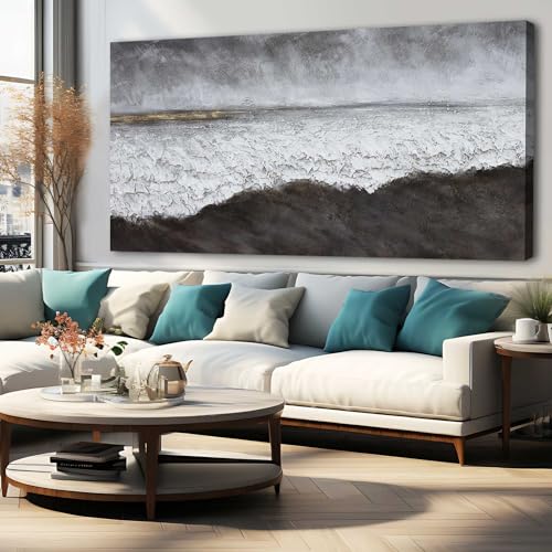 XIANSHOU Black Canvas Artwork For Living Room Abstract Wall Decor Picture on Canvas Large Size Hallway Decor Office Dining Room Decorative Wall Art 29"x58" Ready to Hang - color: Grey and White, size: 58"L x 29"W
