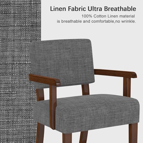 Accent Chair, Armchair with Solid Wood Frame and Legs, Gray | Living Room Chairs with Soft Thicken Cushion, Comfy Reading Chair for Bedroom, Waiting Room, Home Office, Easy Assembly - color: Linen Gray, size: One Chair