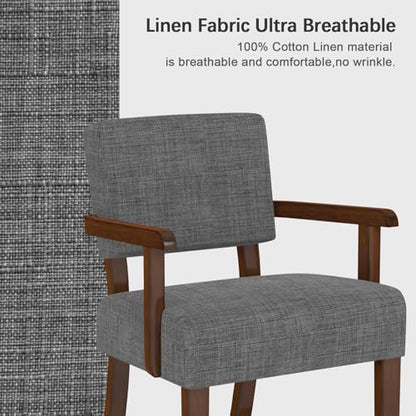Accent Chair, Armchair with Solid Wood Frame and Legs, Gray | Living Room Chairs with Soft Thicken Cushion, Comfy Reading Chair for Bedroom, Waiting Room, Home Office, Easy Assembly - color: Linen Gray, size: One Chair