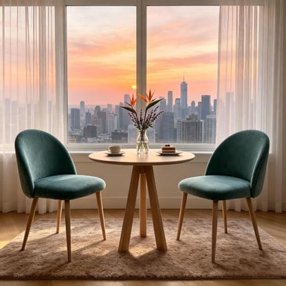 Lightdot Dining Chairs Set of 2, Velvet Upholstered Dining Chairs with Solid Wood Legs, Mid-Century Modern Accent Chair for Kitchen Living Room Bedroom, Assembly Guide Included, Mint Green - color: Teal