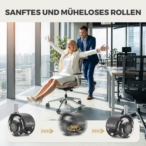 Office Chair Wheels 2" Desk Chair Caster Wheels Smooth Roller Style Quiet for Carpet and Hardwood Floors Universal Fit 11x22 mm Set of 5 Dark Grey - color: Dark Grey-2 Inch