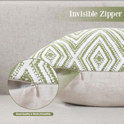 HPUK Throw Pillow Covers 20x20, 4 Pack, Green Textured Couch Pillow Covers | Polyester fabric, patterned and solid designs, hidden zippers, machine washable, for sofas and beds, inserts not included - color: Green, size: 20" x 20" (Pack of 4)