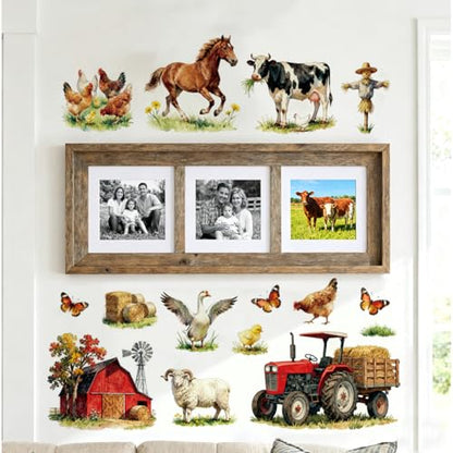 Farm Animal Wall Decals, Wall Stickers Decor | 2 Sheets 11.8"x37.8" Vinyl Removable Peel and Stick Murals, Plant Decor for Bedroom, Bathroom, Office, Classroom & Home - style: Farm Animal