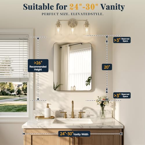 16x20 Medicine Cabinet with Mirror, Black Aluminum, Pre-Assembled | Bathroom mirror with storage, 3 adjustable acrylic shelves, Tempered Glass Mirror - size: 16" x 20"