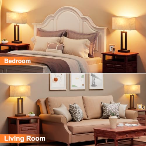 Seealle Bedroom Lamps for Night Stands - Touch Control, 3 Way Dimmable, USB C+A Charging, LED Bulbs, Easy Assembly(Yellow&Coffee) - color: R. Yellow&Coffee, size: Medium(19.6in)
