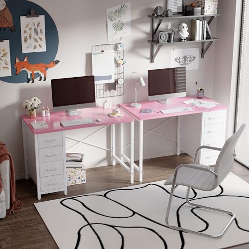 Pamray 32 Inch Computer Desk with 4 Drawers Small Office Desk for Home Bedroom Study Writing Simple Modern Computer Table Pink - color: Pink