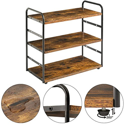 IBUYKE Counter Shelf,Kitchen Organization and Storage,Brown TWJ001H | 3-Tier Bathroom Countertop Organizer Tray Makeup Shelf Counter Standing Spice Rack Storage Shelf Cosmetic Holder - size: square, style: 1