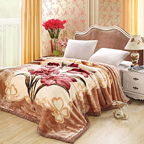 LGYKUMEG Korean Mink Blanket 59"×79", Silky Soft and Warm - 2 Ply Reversible Raschel Throw Blanket 4.4 Lb /（150x200cm-2kg）, 59x79in/4.4lb - color: Brown, size: 59x79in/4.4lb