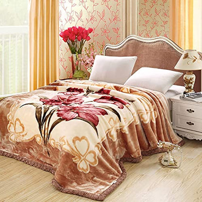 LGYKUMEG Korean Mink Blanket 59"×79", Silky Soft and Warm - 2 Ply Reversible Raschel Throw Blanket 4.4 Lb /（150x200cm-2kg）, 59x79in/4.4lb - color: Brown, size: 59x79in/4.4lb