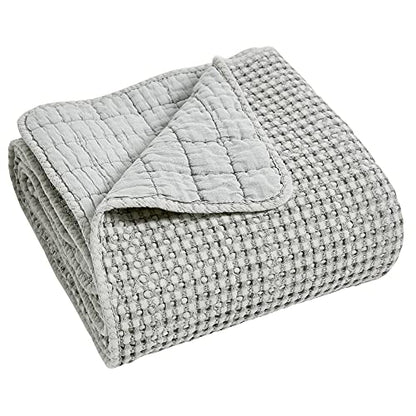 Levtex Home Mills Waffle Twin Bedspread Set (84x104in) with 1 Pillow Sham (26x20in) - Grey - Cotton Waffle Twin Size Bedspread Set - Lightweight, Soft, Pre-Washed - color: Grey, size: Twin Bedspread