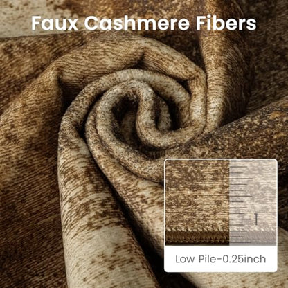 2x6 Hallway Runner Rug Washable Non-Slip Brown Low Pile Carpet | Stain Resistant, Soft Faux Wool, Abstract Pattern for Kitchen Walkway, Laundry Room, Entryway, Hallways - color: Brown, size: 2' x 6'(24''x72'')