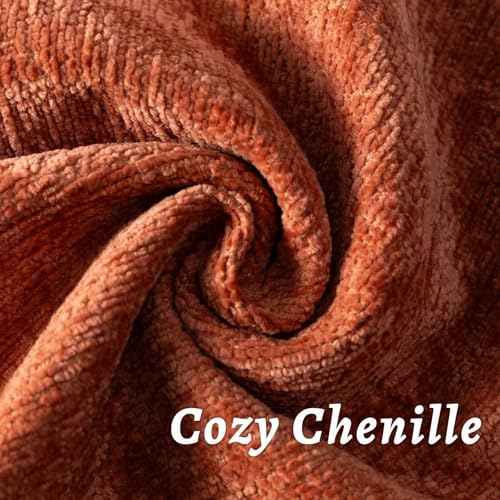 Decorative Throw Pillow Covers 18x18 Chenille Boho Pillowcase | Textured Square Pillow Cover Set of 2 Cozy Solid Accent Cushion Cases Soft couch Farmhouse Pillows cover for Bed,BurntOrange - color: Burnt Orange, size: 18" x 18" (Pack of 2)